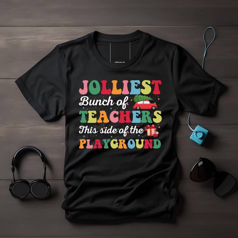Jolliest Bunch Of Teachers This Side The Playground T-Shirt, Lustiges Lehrer Weihnachts-Shirt, Shirt Geschenk, Shirt, Geschenkidee von LesleysPrintFrenzy