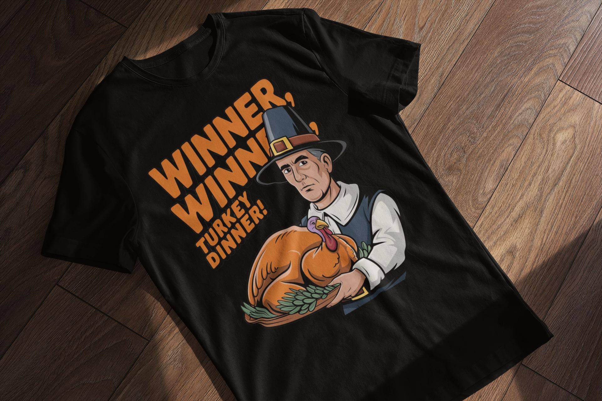 Winner Turkey Dinner T-Shirt - Lustiges Thanksgiving Design Mit Truthahn Und Pilger Witziges Erntedank-Shirt Für Männer Frauen von LesleysPrintFrenzy