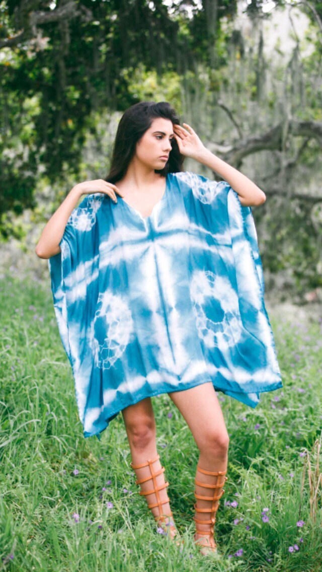 Petrol Shibori Krawatte Farbstoff Kleid/strand Vertuschen Tunika von LeslieRayClothing