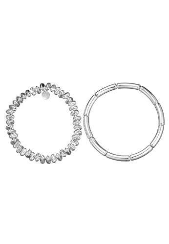 Leslii Damen-Armband 2er Set Glanz Look Armschmuck dehnbar Silber von Leslii