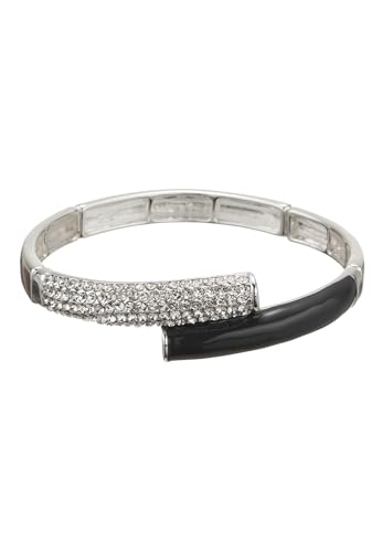 Leslii Damen-Armband Armreif Statement Glitzer Strass Armschmuck Silber Schwarz von Leslii