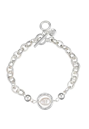 Leslii Damen-Armband Glieder Perle weißer Perlen-Schmuck Armschmuck Silber Weiß von Leslii