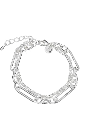 Leslii Damen-Armband Glitzer Glieder-Armband doppelt Armschmuck Silber von Leslii