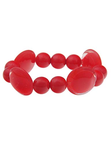 Leslii Damen-Armband XXL-Armreif Kugeln Statement-Armband breiter Armreif rotes Modeschmuck-Armband Rot von Leslii