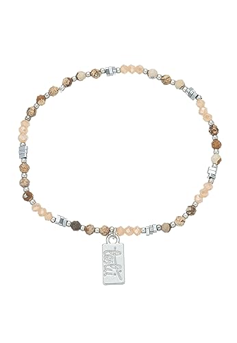 Leslii Damen-Armband oder kurze Kette braun echte Natursteine Collier-Kette Beige Braun (Armband) von Leslii