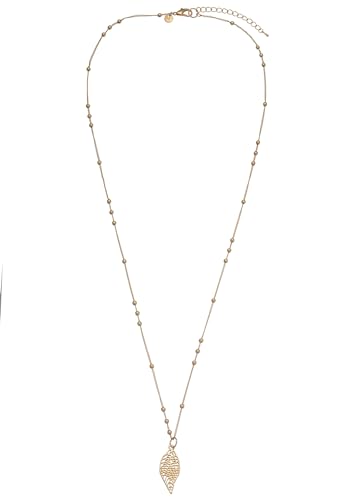 Leslii Damen-Kette Blatt-Anhänger Filigran Lange Halskette goldene Modeschmuck-Kette Gold von Leslii