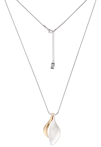 Leslii Damen-Kette Blüten-Form lange Halskette Bicolor-Kette Modeschmuck-Kette Schmuck in Silber Gold von Leslii