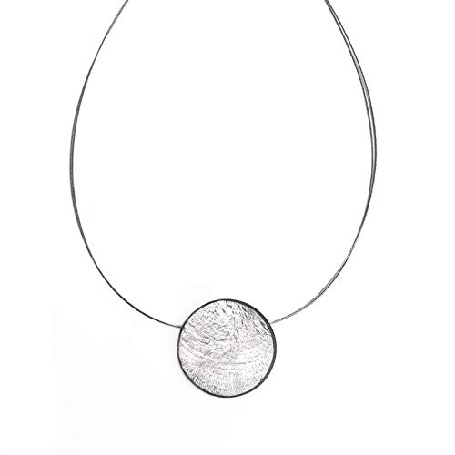 Leslii Kurze Damen Kette 2 reihig, Halsreif Silber Muschelkette mit Capiz-Muschel, Modeschmuck Halskette in Grau, 43cm von Leslii