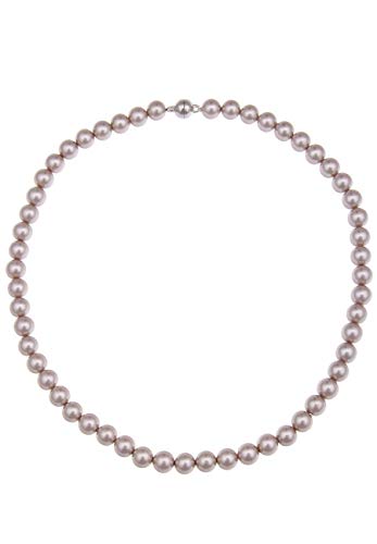 Leslii Damen-Kette Classic braune Perlen-Kette Perlen-Collier Zuchtperlen-Kette 44cm mit Magnet-Verschluss in Braun von Leslii