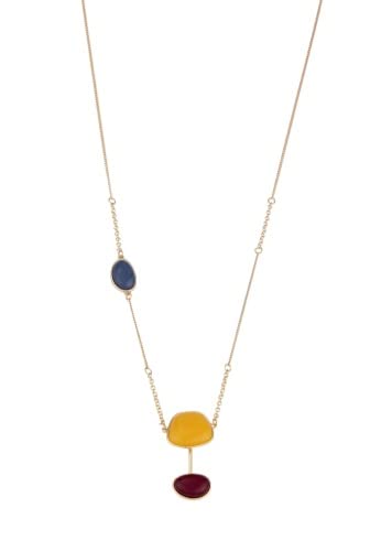 Leslii Damen-Kette Color lange Glieder-Kette goldene Halskette bunte Modeschmuck-Kette in Gold Bunt von Leslii