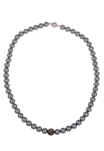 Leslii Damen-Kette Perlen-Collier kurze Perlen-Kette Glitzer Strass-Kugel Magnet-Verschluss (Grau) von Leslii