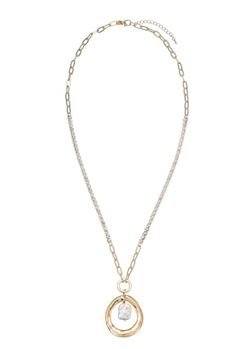 Leslii Damen-Kette Lange Halskette Gliedermix Süßwasserperle Perlen-Anhänger Gold Weiß Leslii Damen-Kette Lange Halskette Gliedermix Süßwasserperle Perlen-Anhänger Gold Weiß von Leslii