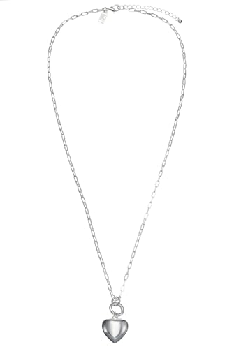 Leslii Damen-Kette Lange Halskette Herz-Anhänger Glanz Herz-Kette Liebe Modeschmuck-Kette in Silber von Leslii