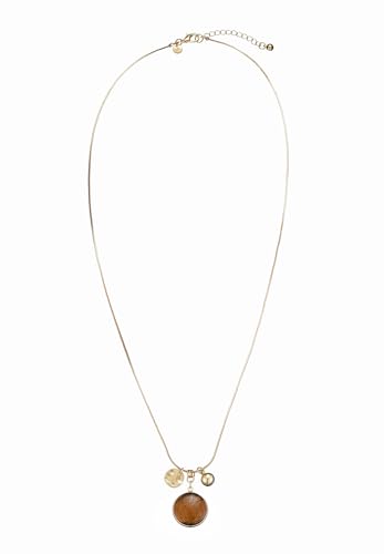 Leslii Damen-Kette Lange Halskette Stein-Anhänger Stein-Schmuck Gold Braun von Leslii