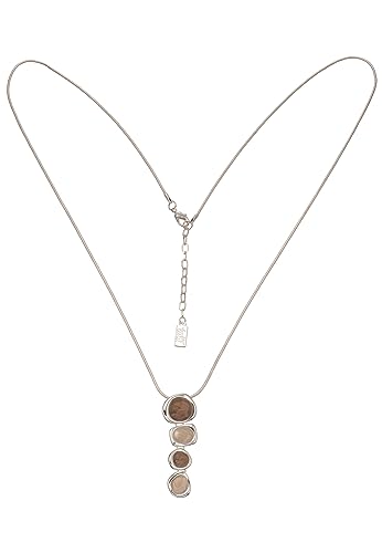 Leslii Damen-Kette Lange Halskette länglicher Anhänger in Beige Braun silberne Schlangenkette Modeschmuck Silber von Leslii