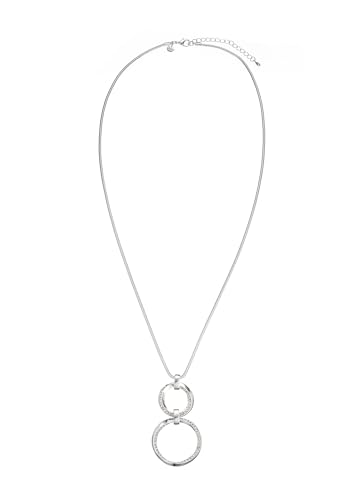 Leslii Damen-Kette Lange Kette Glitzer Ring-Anhänger Strass Halsschmuck Silber von Leslii