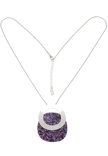 Leslii Damen-Kette Lange Kette Marmor-Look Matt Statement-Kette Silber Lila von Leslii