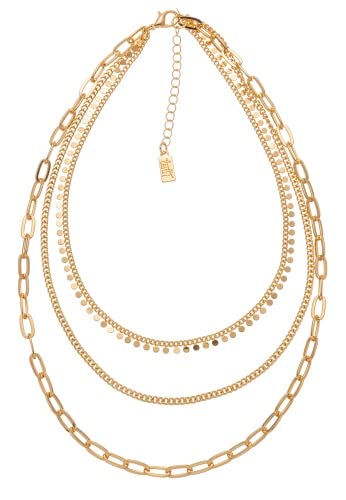 Leslii Damen-Kette Layering-Kette Dreifache Glieder-Kette goldene Statement-Kette Modeschmuck in Gold von Leslii