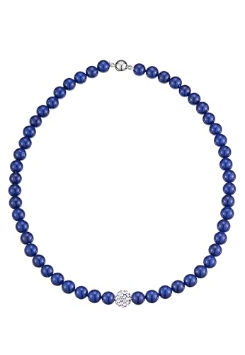 Leslii Damen-Kette Perlen-Collier kurze Perlen-Kette Glitzer Strass-Kugel Magnet-Verschluss (Blau) von Leslii