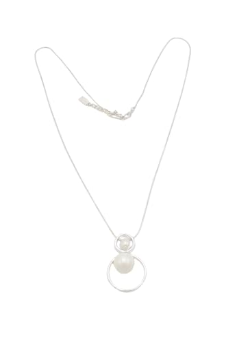 Leslii Damen-Kette Perlen-Ringe lange Halskette silberne Modeschmuck-Kette Perlen-Kette in Silber Weiß von Leslii