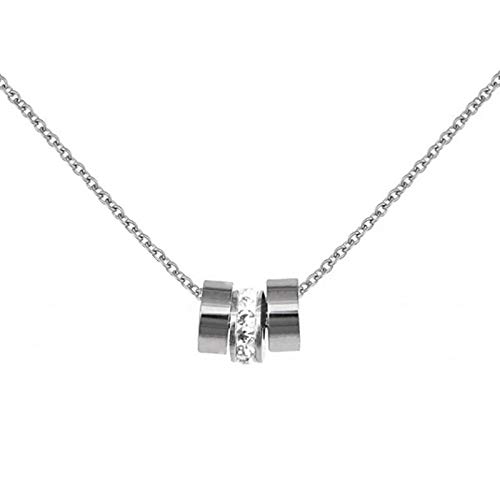 Leslii Damen-Kette Collier Strass-Anhänger kurze Halskette Edelstahl-Kette Stainless Steel in Silber von Leslii