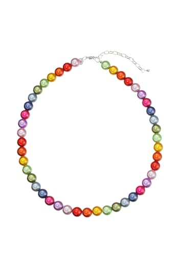 Leslii Damen-Kette Reflective Pearl kurze Perlen-Kette Magic 3D-Effekt Ø 10mm Collier (Rainbow) von Leslii