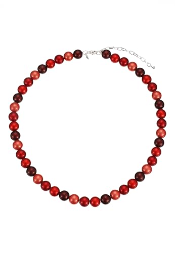 Leslii Damen-Kette Reflective Pearl kurze Perlen-Kette Magic 3D-Effekt Ø 10mm Collier (Rot Multi) von Leslii