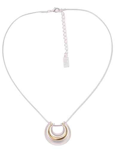 Leslii Damen-Kette kurze Halskette Bicolor Wellen Ringe Collier-Kette Modeschmuck-Kette Silber Gold von Leslii