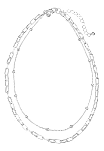 Leslii Damen-Kette kurze Halskette Layering Glieder-Kette silberne Modeschmuck-Kette in Silber von Leslii