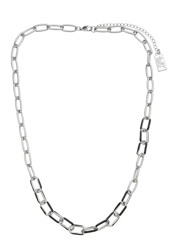 Leslii Damen-Kette kurze Halskette Statement Gliederkette silberne Modeschmuck-Kette Silber Schwarz von Leslii