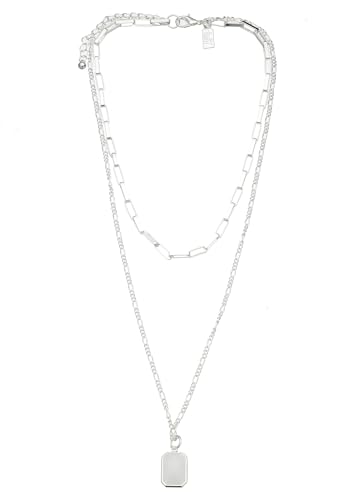 Leslii Damen-Kette lange Kette Layering Glieder-Kette Statement-Kette silberne Modeschmuck-Kette Silber von Leslii