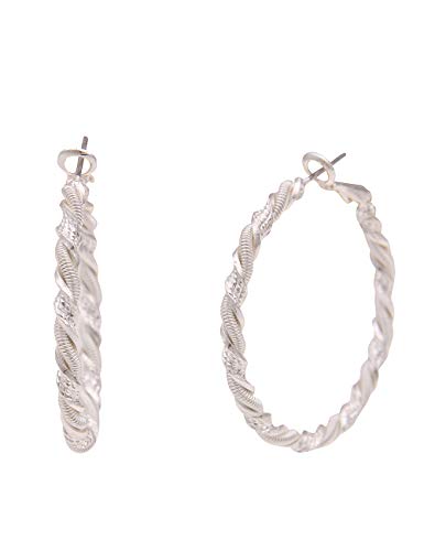 Leslii Damen-Ohrringe Klassische Creolen gedrehte Ohrringe silberne Modeschmuck-Ohrringe Basic Ohrschmuck in Silber von Leslii