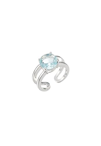 Leslii Damen-Ring Funkel Glasstein Glitzer Ring Statement verstellbar Schmuck (Silber Blau) von Leslii