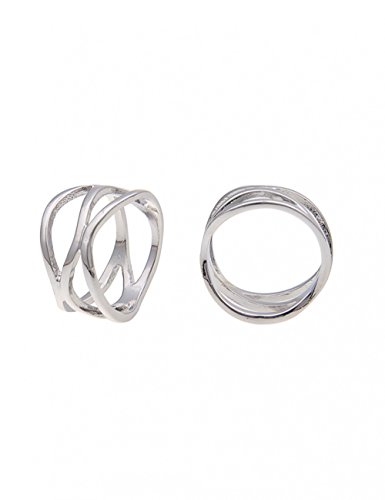 Leslii Damen-Ring Schwung-Streifen Silber Metalllegierung Größe 17mm, 18mm oder 19mm 250116100 von Leslii