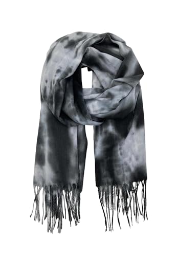 Leslii Damen-Schal Fransen-Schal gemustert Batik-Muster weicher Muster-Schal (schwarz) von Leslii
