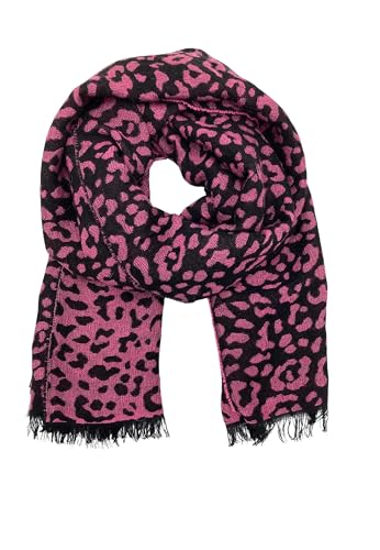 Leslii Damen-Schal Leo-Look Animal-Print langer Schal weich Muster-Schal Italien (pink-schwarz) von Leslii