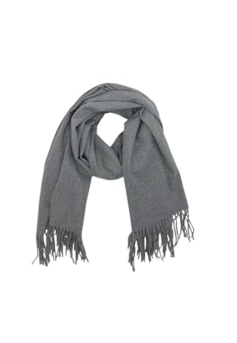 Leslii Damen-Schal Uni einfarbiger Schal weicher Fransen-Schal Accessoire (grau) von Leslii