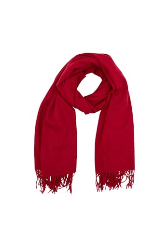 Leslii Damen-Schal Uni einfarbiger Schal weicher Fransen-Schal Accessoire (rot) von Leslii