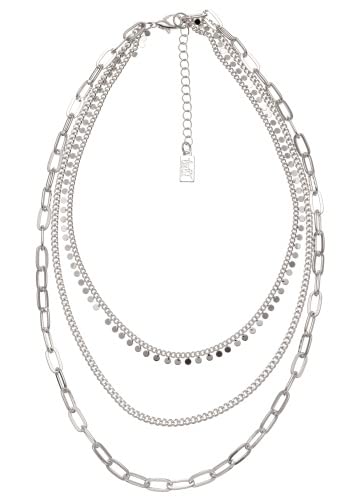 Leslii Damen-Kette Dreifache Gliederkette Layering silberne Kette kurze Halskette Modeschmuck Silber von Leslii