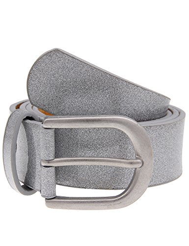 Leslii Damen Gürtel, Gürtel aus Lederimitat, Gürtel aus veganem Leder, Länge 90cm, Breite 3,2cm, Glitzer, silber-metallic, grau von Leslii