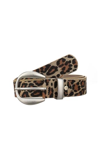Leslii Damen Gürtel Leo 3cm Animal Print Muster-Gürtel Beige Braun Größe 90 von Leslii