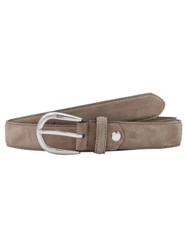 Leslii Premium Gürtel echter Leder-Gürtel Antik tauper Gürtel Rind-Veloursleder Naht Taupe Silber Größe 80 von Leslii
