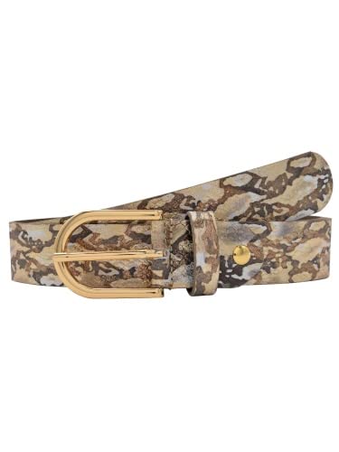 Leslii Premium Gürtel echter Leder-Gürtel Snake Animal-Print Metallic Breite 3,5cm Nappaleder Gold Größe 90 von Leslii