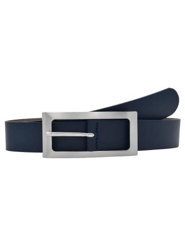 Leslii Premium Gürtel echter Leder-Gürtel blauer Gürtel Kalbs-Nappaleder Breite 3cm Narbung Navy Sil Größe 90 von Leslii