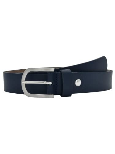 Leslii Premium Gürtel echter Leder-Gürtel blauer Gürtel Kalbs-Nappaleder Narbung Navy Silber Größe 85 von Leslii