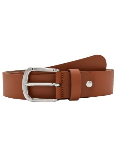 Leslii Premium Gürtel echter Leder-Gürtel brauner Gürtel Kalbs-Nappaleder Breite 4cm Narbung Cognac Größe 100 von Leslii