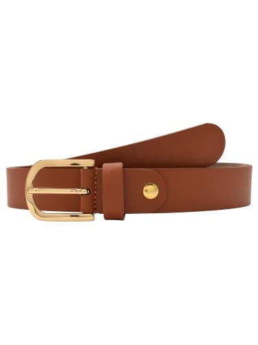 Leslii Premium Gürtel echter Leder-Gürtel brauner Gürtel Kalbs-Nappaleder Narbung Cognac Gold Größe 105 von Leslii