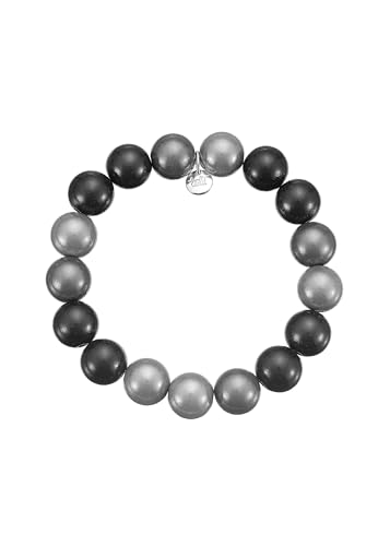 Leslii Reflective Pearls Perlen-Armband Magic 3D-Effekt (Grau-Schwarz Ø 10mm) von Leslii