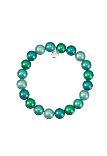 Leslii Reflective Pearls Perlen-Armband Magic 3D-Effekt (Türkis Multi Ø 12mm) von Leslii