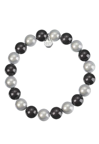 Leslii Reflective Pearls Perlen-Armband Magic 3D-Effekt (schwarz-weiß Ø 12mm) von Leslii